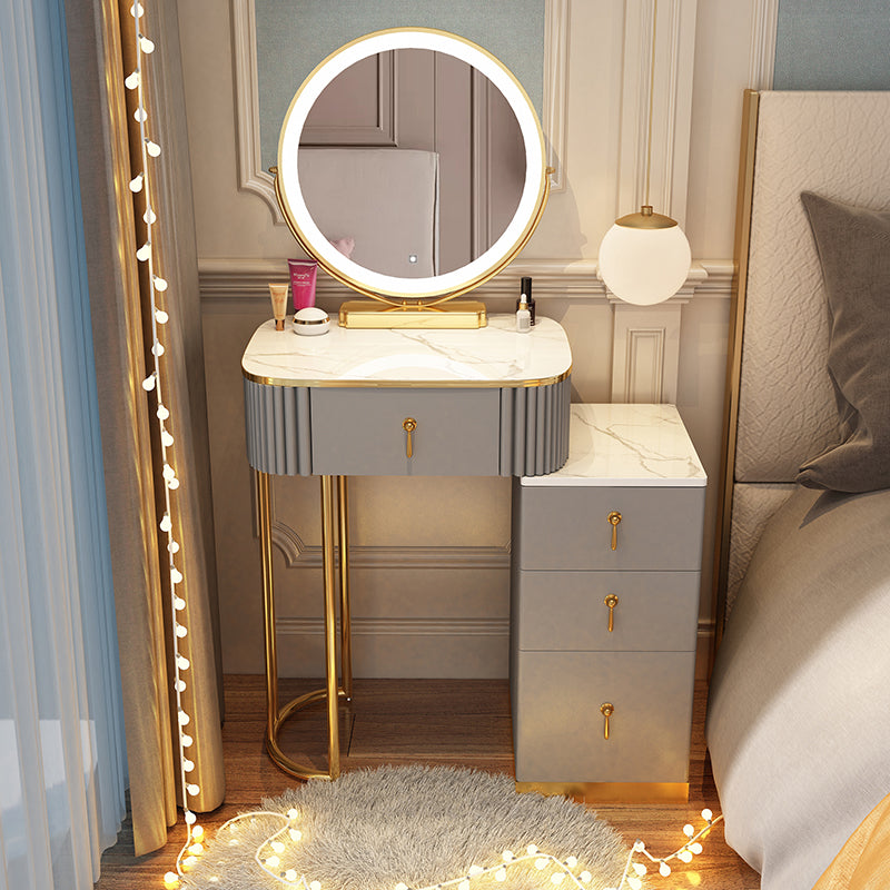 Solid Wood Makeup Vanity Desk Lighted Mirror Makeup Vanity Set