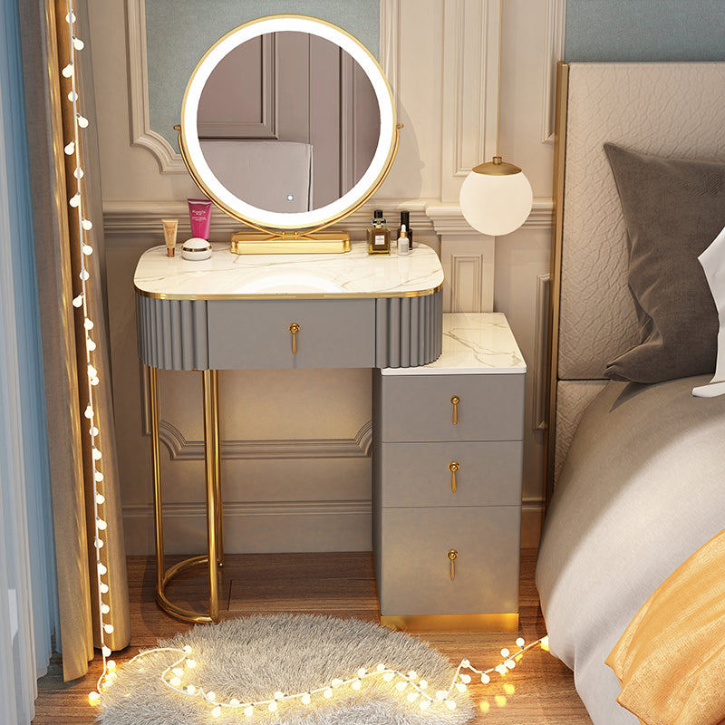 Solid Wood Makeup Vanity Desk Lighted Mirror Makeup Vanity Set