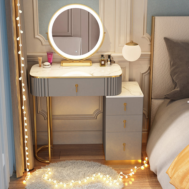 Solid Wood Makeup Vanity Desk Lighted Mirror Makeup Vanity Set