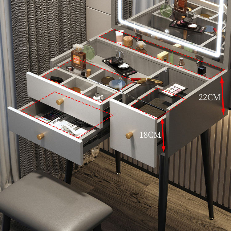 Glam Mirrored Glass Vanity Desk 3 Drawer Vanity Dressing Table