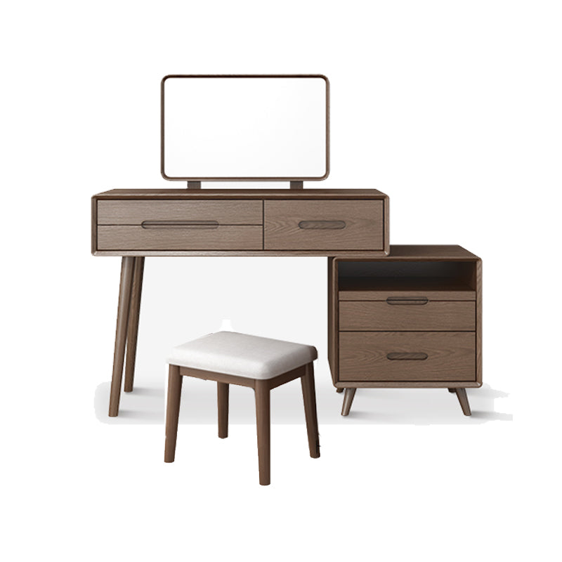 Solid Wood Makeup Vanity Desk Storage Box Makeup Vanity Set with Drawer