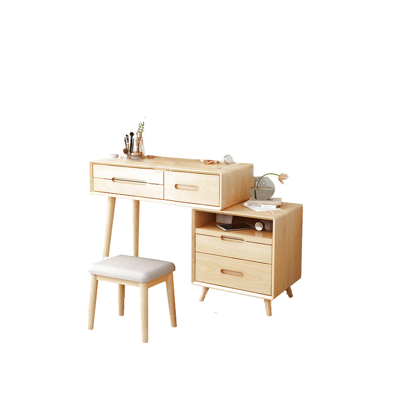 Solid Wood Makeup Vanity Desk Storage Box Makeup Vanity Set with Drawer