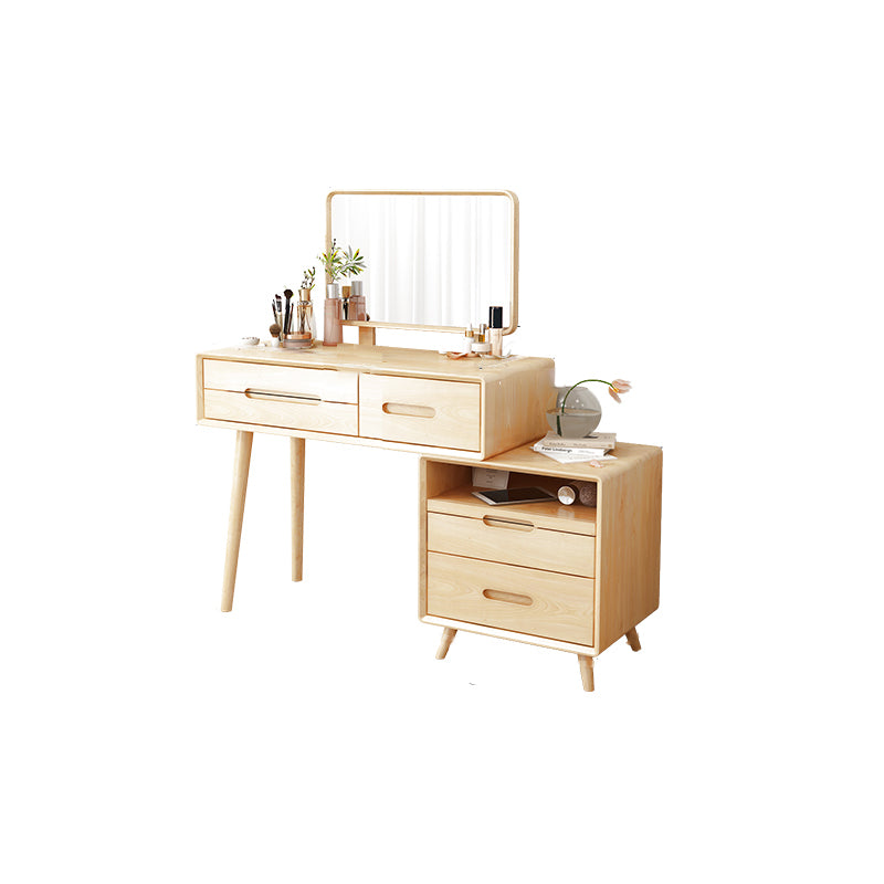 Solid Wood Makeup Vanity Desk Storage Box Makeup Vanity Set with Drawer