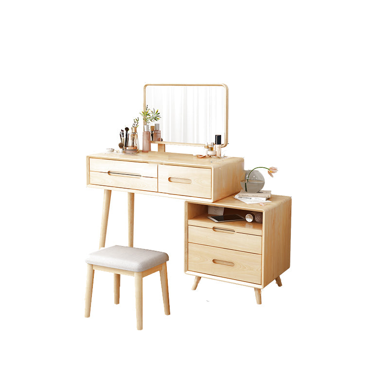 Solid Wood Makeup Vanity Desk Storage Box Makeup Vanity Set with Drawer