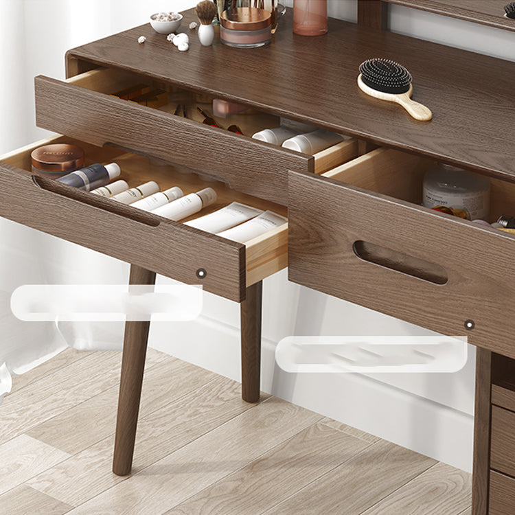 Solid Wood Makeup Vanity Desk Storage Box Makeup Vanity Set with Drawer