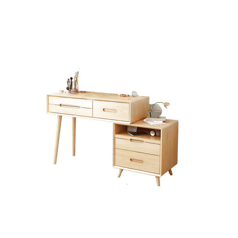 Solid Wood Makeup Vanity Desk Storage Box Makeup Vanity Set with Drawer