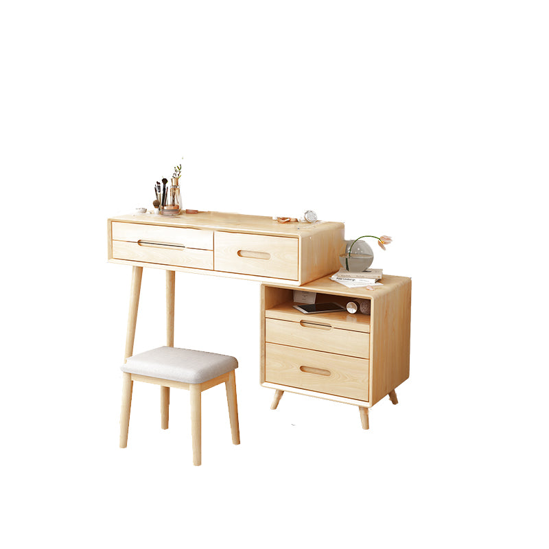 Solid Wood Makeup Vanity Desk Storage Box Makeup Vanity Set with Drawer
