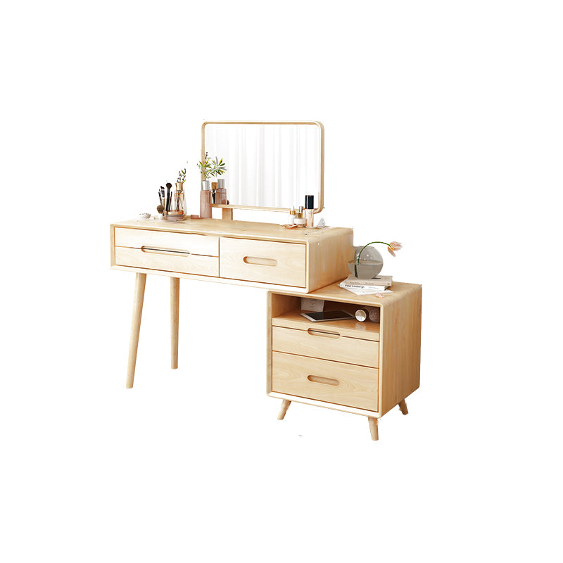 Solid Wood Makeup Vanity Desk Storage Box Makeup Vanity Set with Drawer