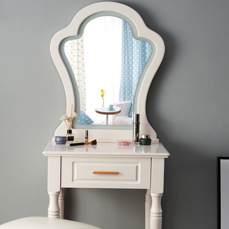 Solid Wood Makeup Vanity Desk Bedroom Dressing Table Stool Set with Drawer