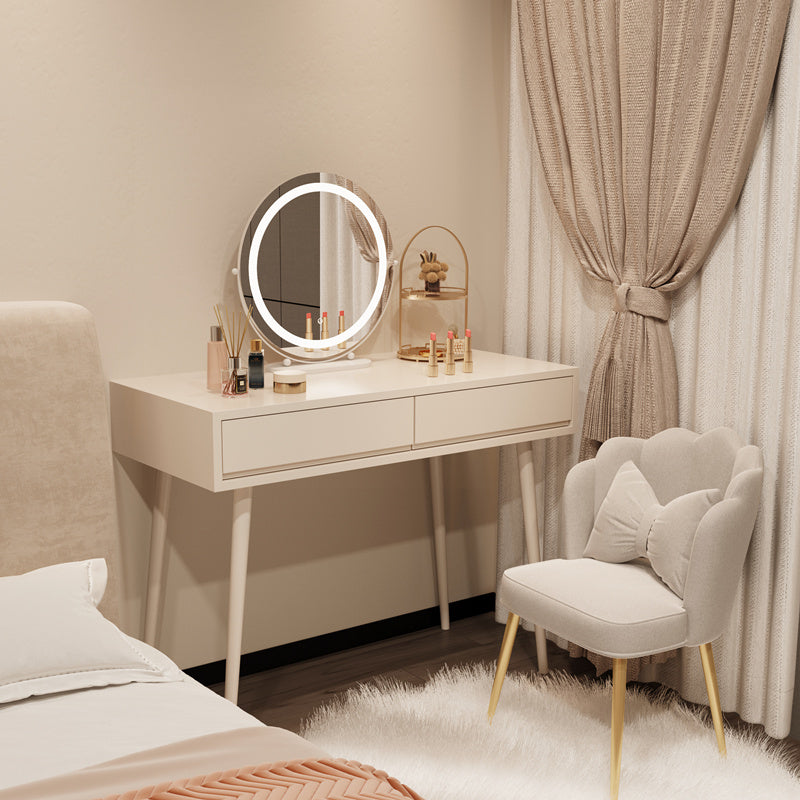 Wooden Makeup Vanity Desk Removable Lighted Mirror Vanity Dressing Table Set