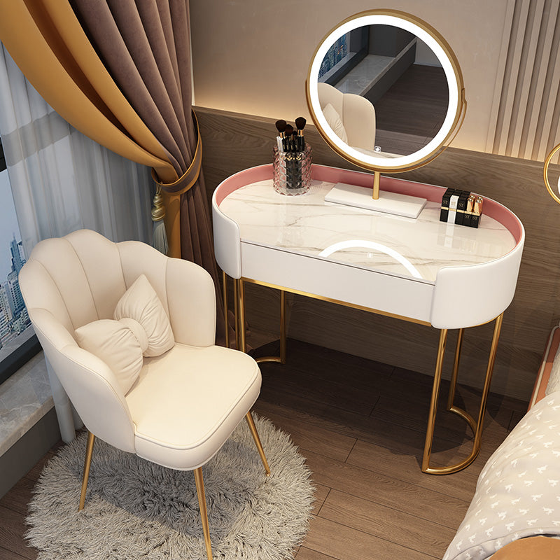 Standing Makeup Vanity Desk Lighted Mirror Makeup Vanity Set with Drawer