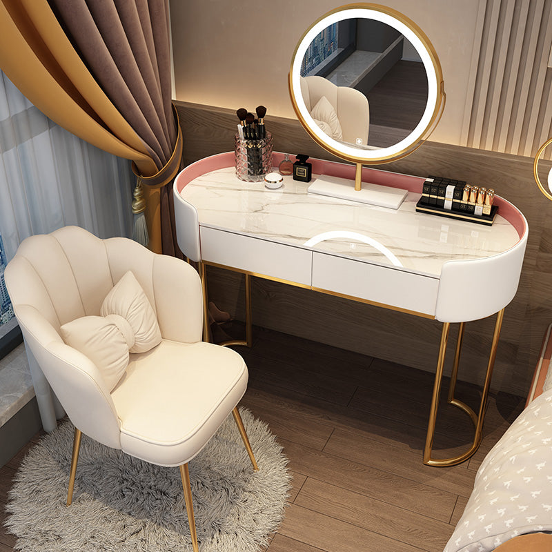 Standing Makeup Vanity Desk Lighted Mirror Makeup Vanity Set with Drawer