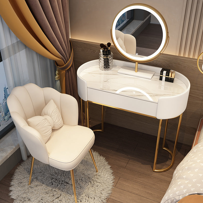 Standing Makeup Vanity Desk Lighted Mirror Makeup Vanity Set with Drawer