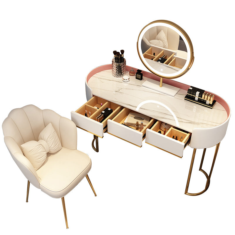 Standing Makeup Vanity Desk Lighted Mirror Makeup Vanity Set with Drawer