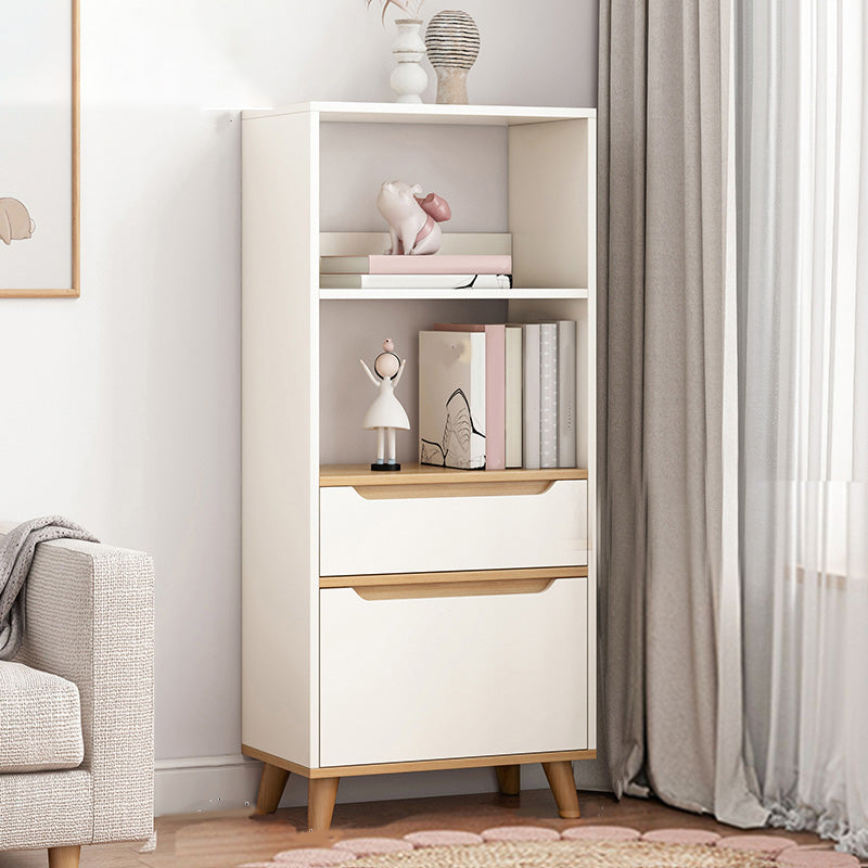 Wooden Accent Cabinet Grooves Handle Design Storage Cabinet with Drawer