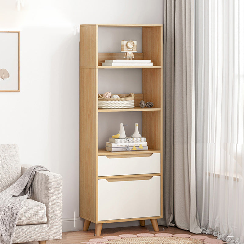 Wooden Accent Cabinet Grooves Handle Design Storage Cabinet with Drawer
