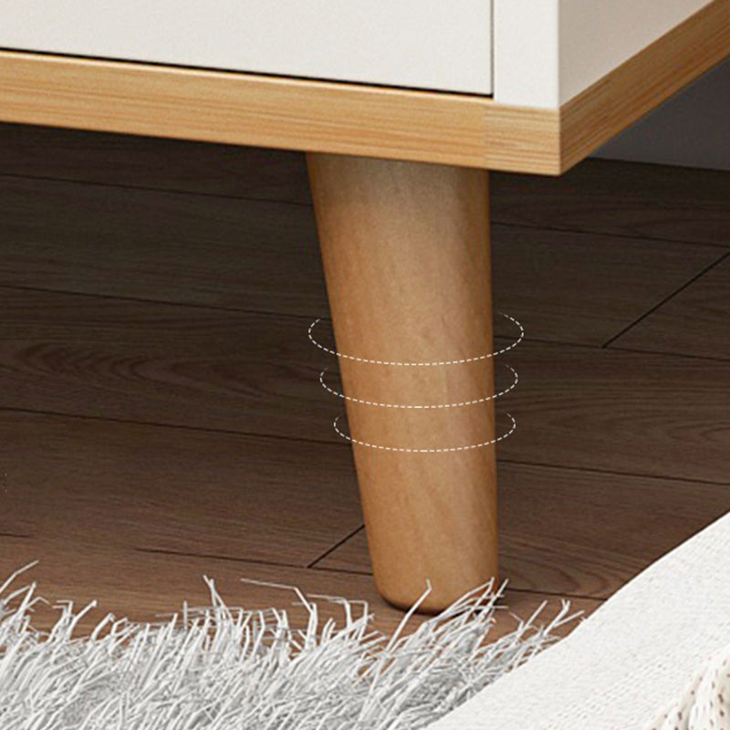 Wooden Accent Cabinet Grooves Handle Design Storage Cabinet with Drawer