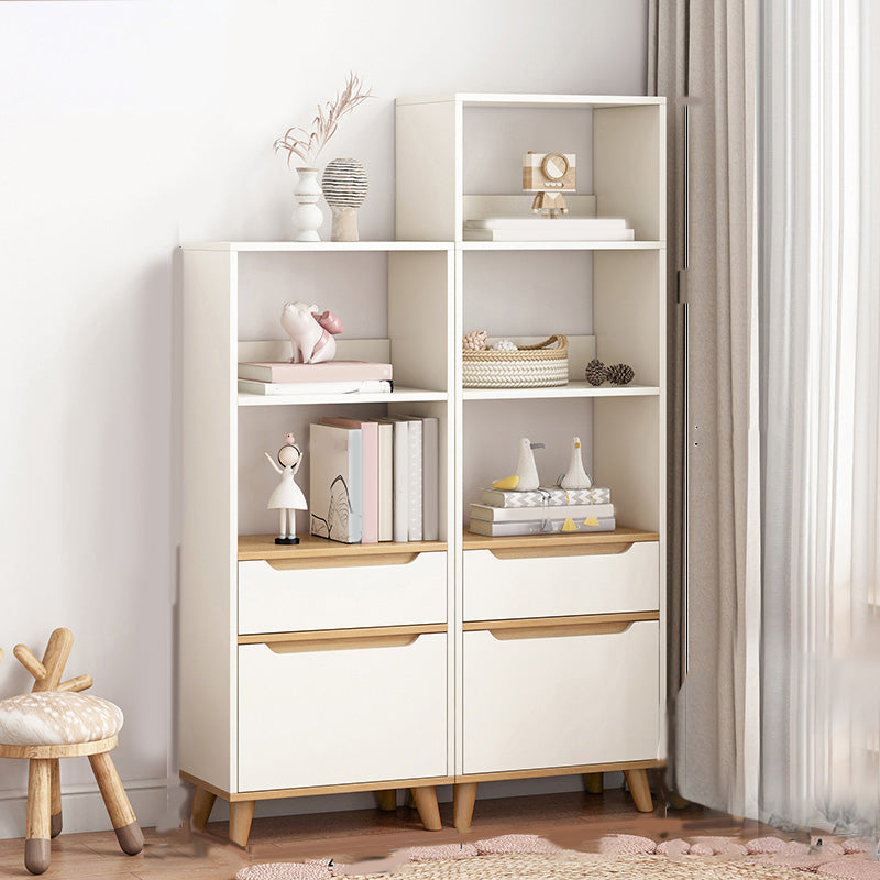 Wooden Accent Cabinet Grooves Handle Design Storage Cabinet with Drawer