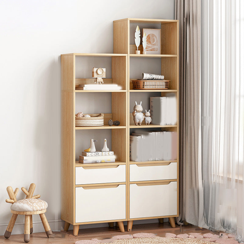 Wooden Accent Cabinet Grooves Handle Design Storage Cabinet with Drawer