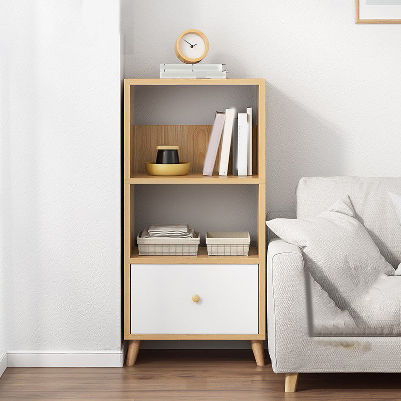 Wooden Accent Cabinet Grooves Handle Design Storage Cabinet with Drawer
