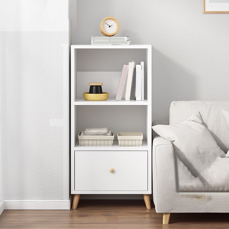 Wooden Accent Cabinet Grooves Handle Design Storage Cabinet with Drawer