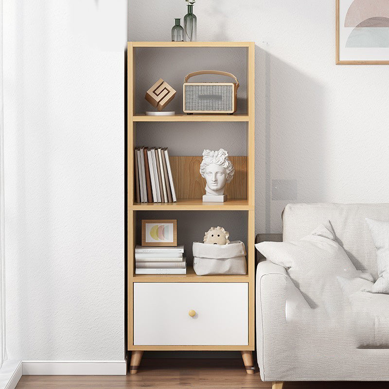 Wooden Accent Cabinet Grooves Handle Design Storage Cabinet with Drawer