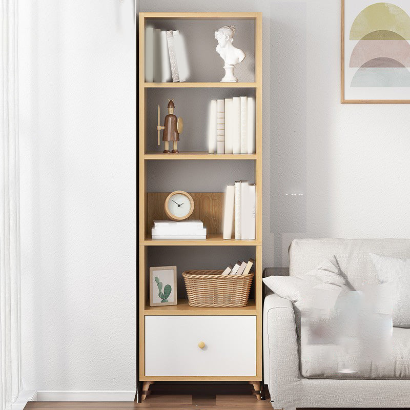 Wooden Accent Cabinet Grooves Handle Design Storage Cabinet with Drawer
