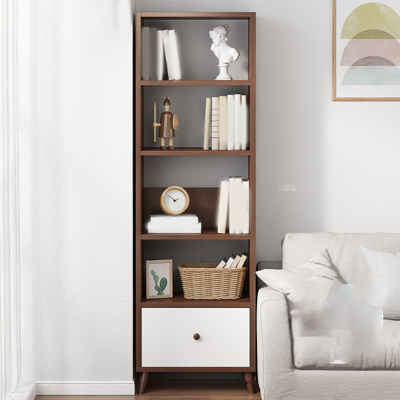Wooden Accent Cabinet Grooves Handle Design Storage Cabinet with Drawer