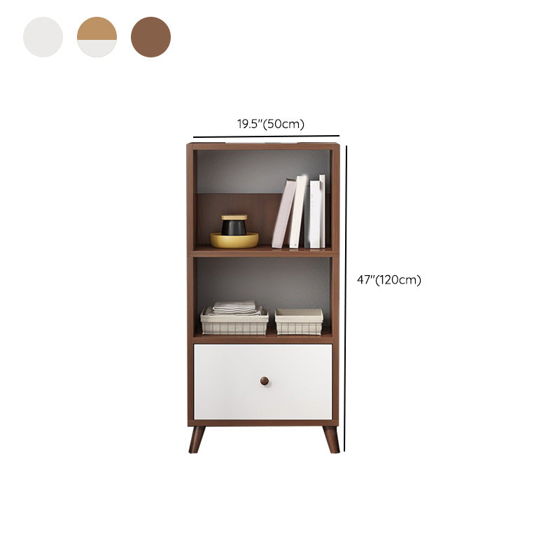 Wooden Accent Cabinet Grooves Handle Design Storage Cabinet with Drawer