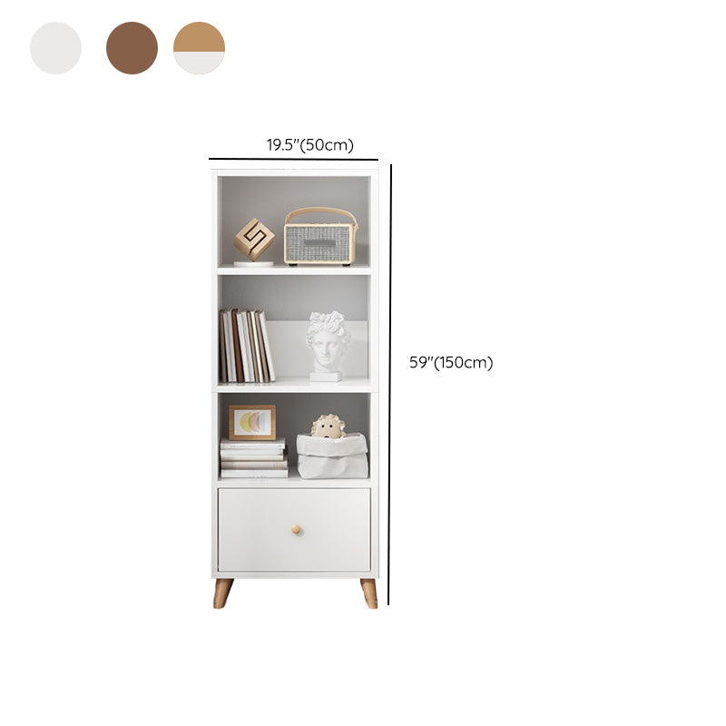 Wooden Accent Cabinet Grooves Handle Design Storage Cabinet with Drawer
