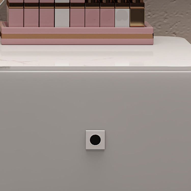 Mirrored Stone Top Makeup Vanity Desk White/Gray Dressing Table