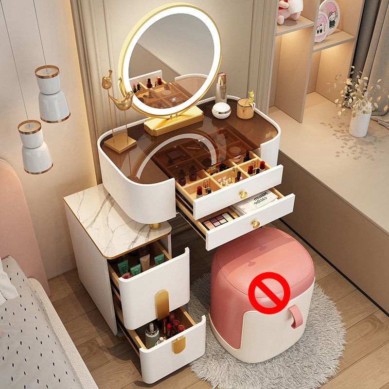 Modern Lighted Mirror Makeup Vanity Desk Storage Box Makeup Vanity Set with Drawer