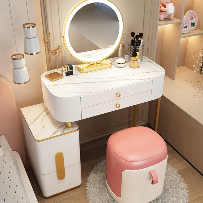 Modern Lighted Mirror Makeup Vanity Desk Storage Box Makeup Vanity Set with Drawer