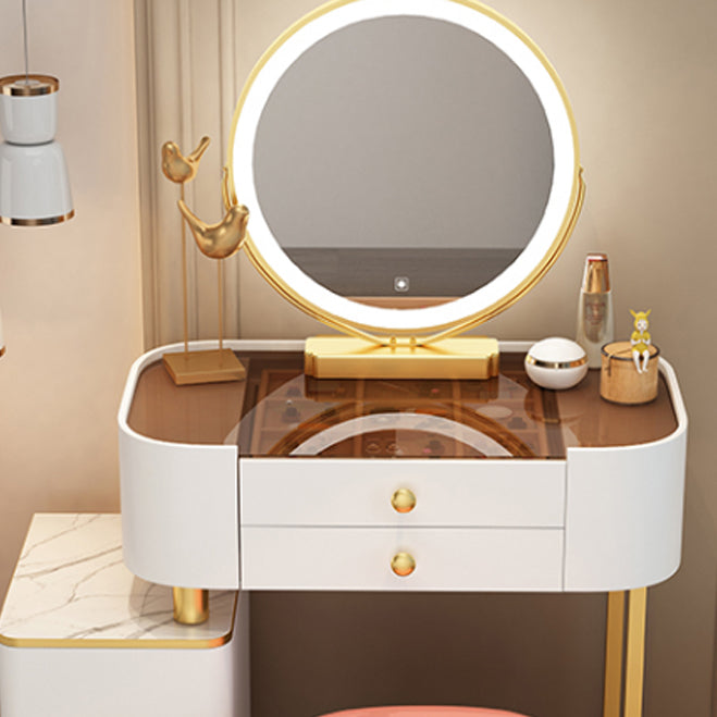 Modern Lighted Mirror Makeup Vanity Desk Storage Box Makeup Vanity Set with Drawer