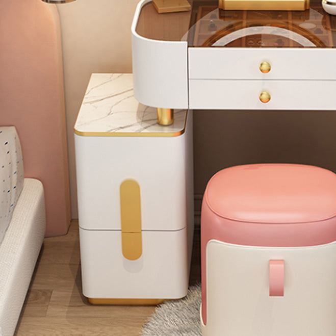 Modern Lighted Mirror Makeup Vanity Desk Storage Box Makeup Vanity Set with Drawer