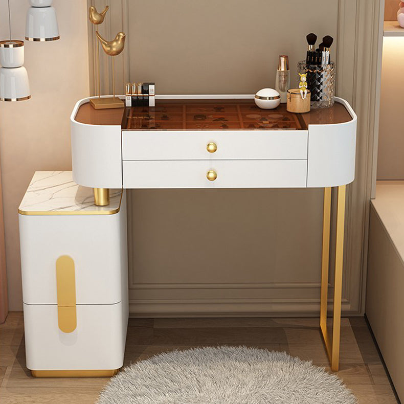 Modern Lighted Mirror Makeup Vanity Desk Storage Box Makeup Vanity Set with Drawer