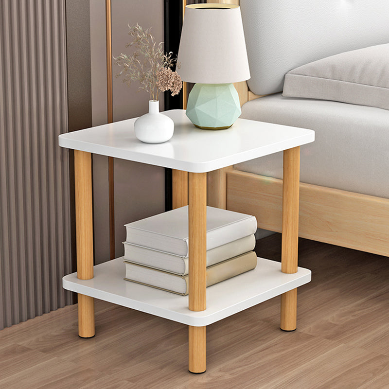Contemporary Wooden Living Room Side Table 2-Tier with Storage