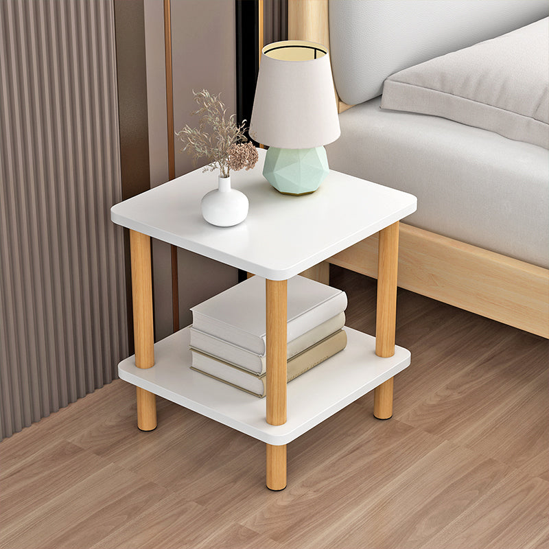 Contemporary Wooden Living Room Side Table 2-Tier with Storage