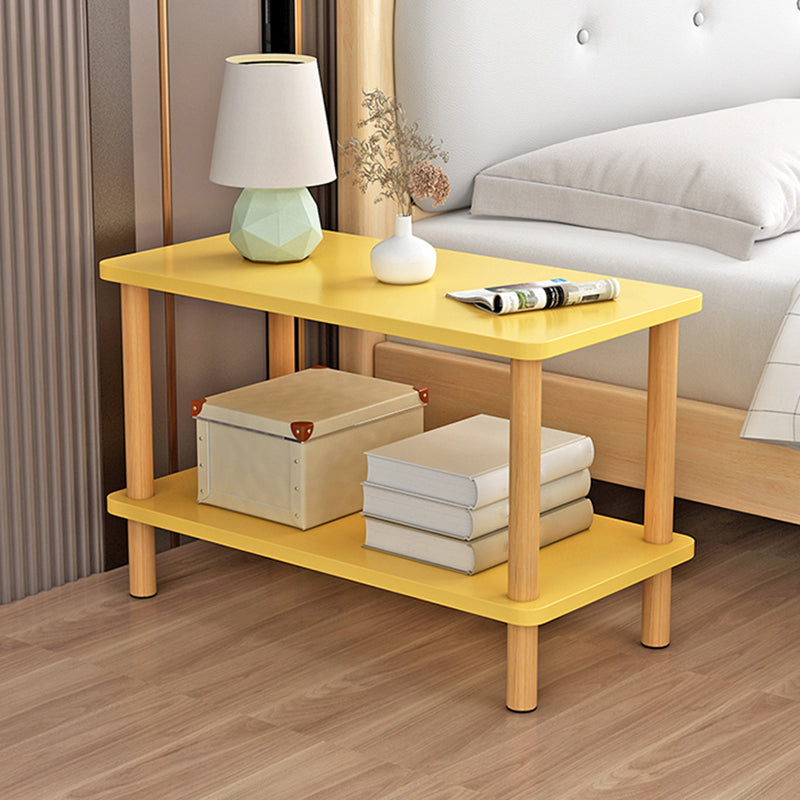 Contemporary Wooden Living Room Side Table 2-Tier with Storage