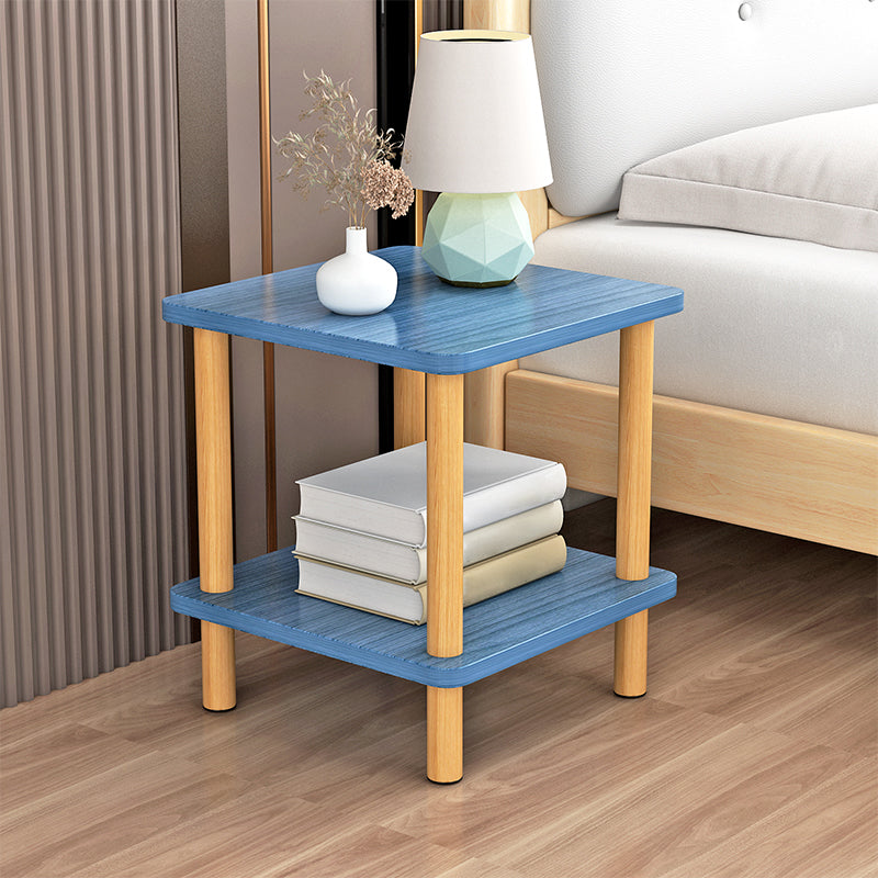 Contemporary Wooden Living Room Side Table 2-Tier with Storage