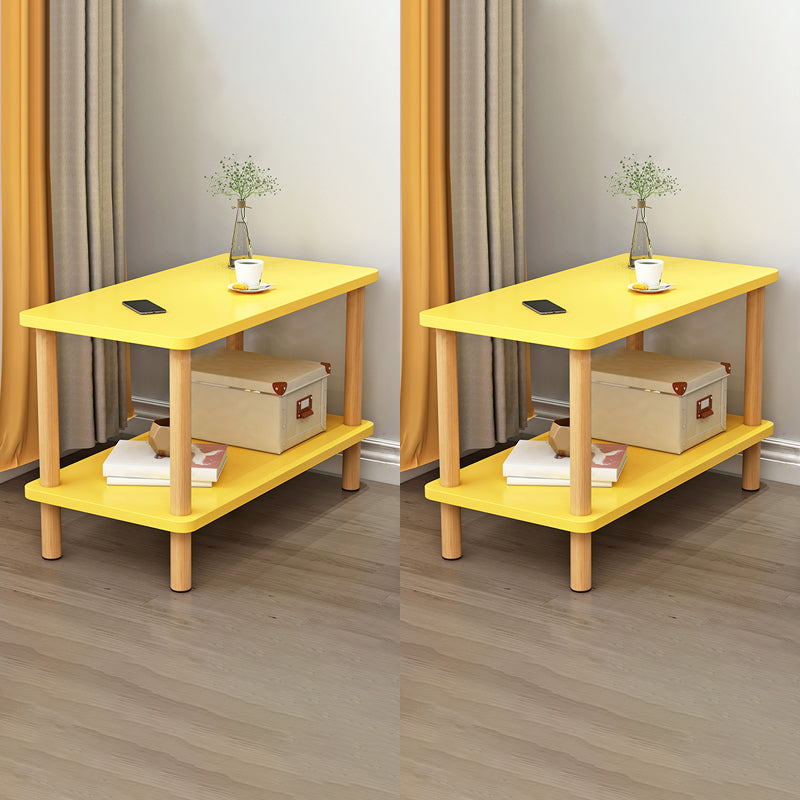 Contemporary Wooden Living Room Side Table 2-Tier with Storage