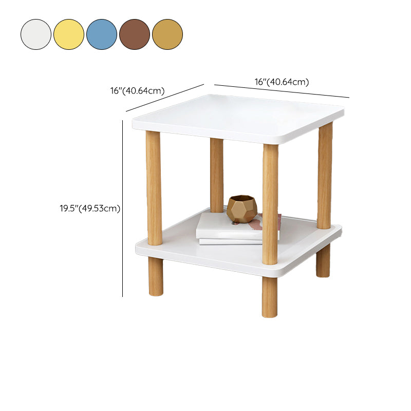 Contemporary Wooden Living Room Side Table 2-Tier with Storage