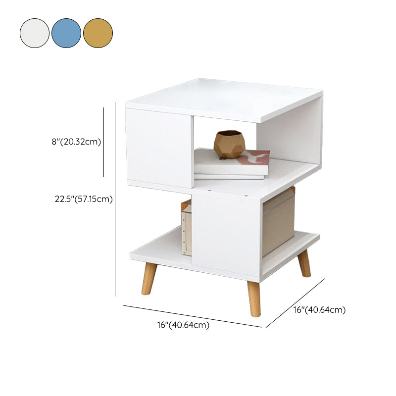 Contemporary Wooden Living Room Side Table 2-Tier with Storage
