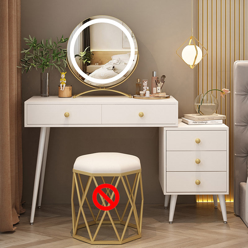 Modern White Solid Wood Makeup Vanity Desk Bedroom Vanity Dressing Table Set
