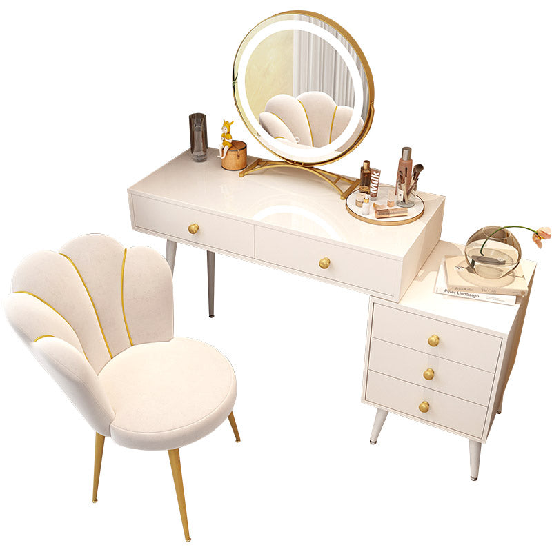 Modern White Solid Wood Makeup Vanity Desk Bedroom Vanity Dressing Table Set