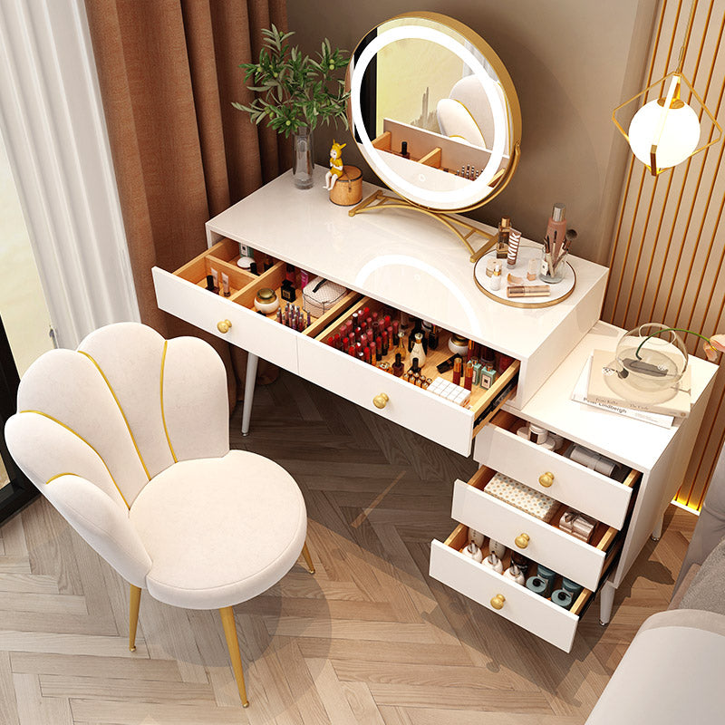Modern White Solid Wood Makeup Vanity Desk Bedroom Vanity Dressing Table Set
