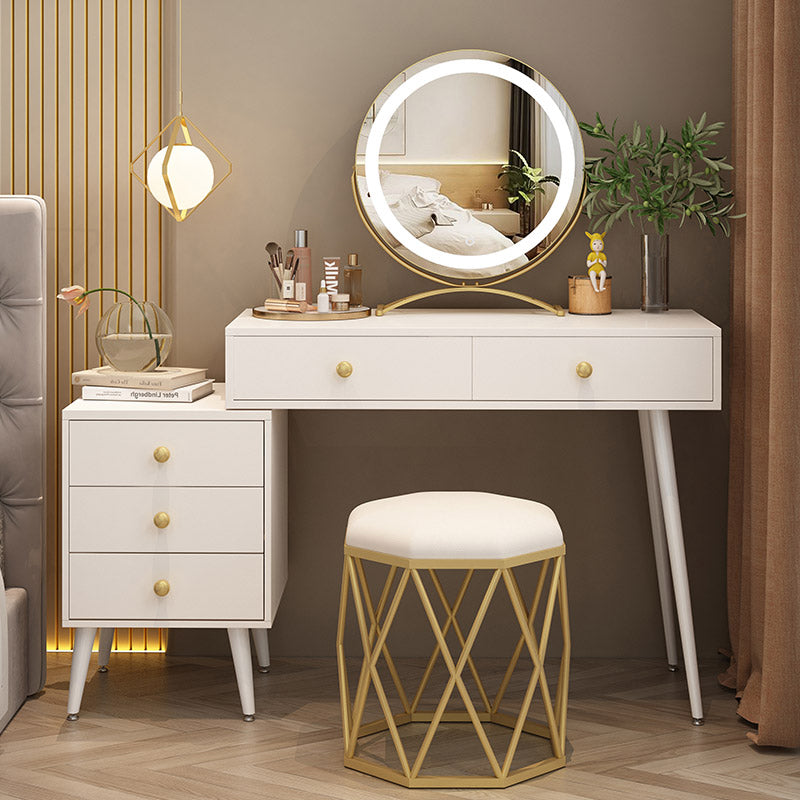 Modern White Solid Wood Makeup Vanity Desk Bedroom Vanity Dressing Table Set