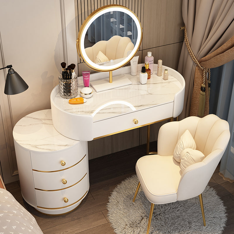 Wooden Makeup Vanity Desk Bedroom Dressing Table Stool Set with Drawer