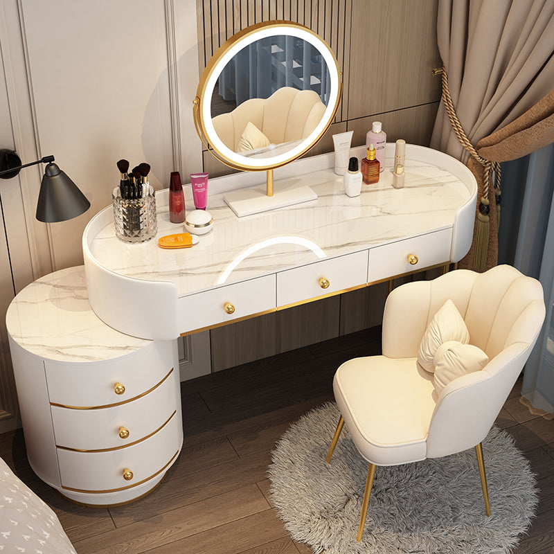 Wooden Makeup Vanity Desk Bedroom Dressing Table Stool Set with Drawer