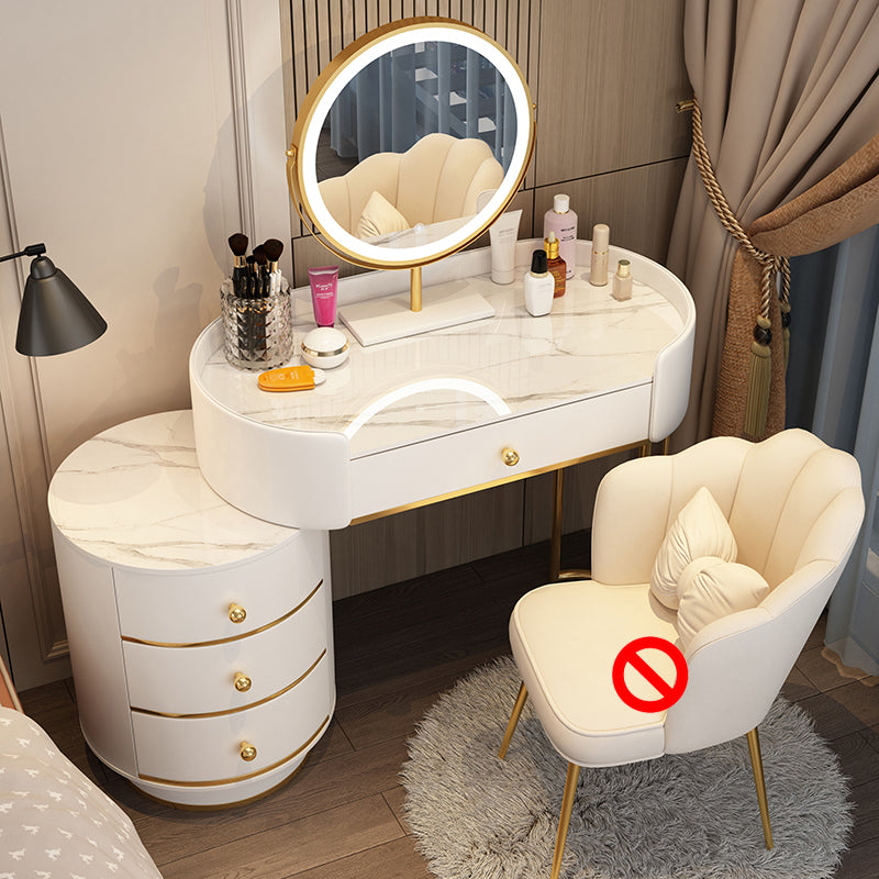 Wooden Makeup Vanity Desk Bedroom Dressing Table Stool Set with Drawer